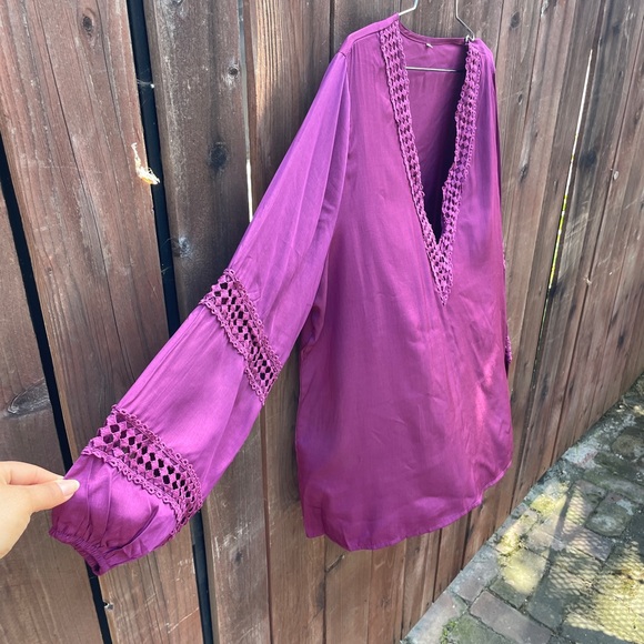 NO BRAND | Women’s Purple Plus Size Tunic Blouse - Picture 6 of 8